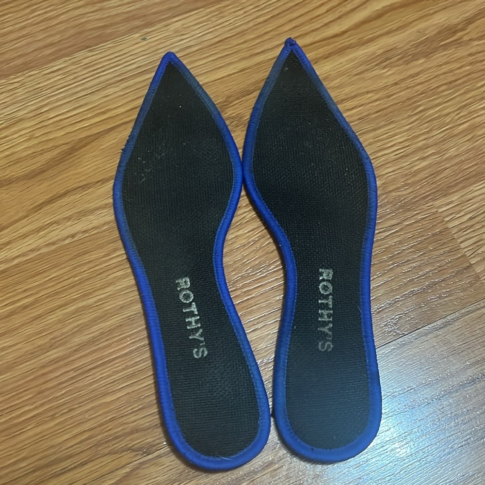 Rothy's Black The Point Flats With Blue Trim - image 3